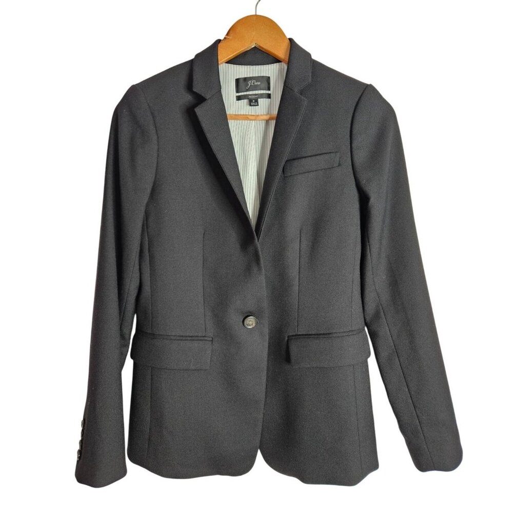 J.Crew Regent Wool Blend Single Button Tailored Blazer Womens Size 2 Careerwear